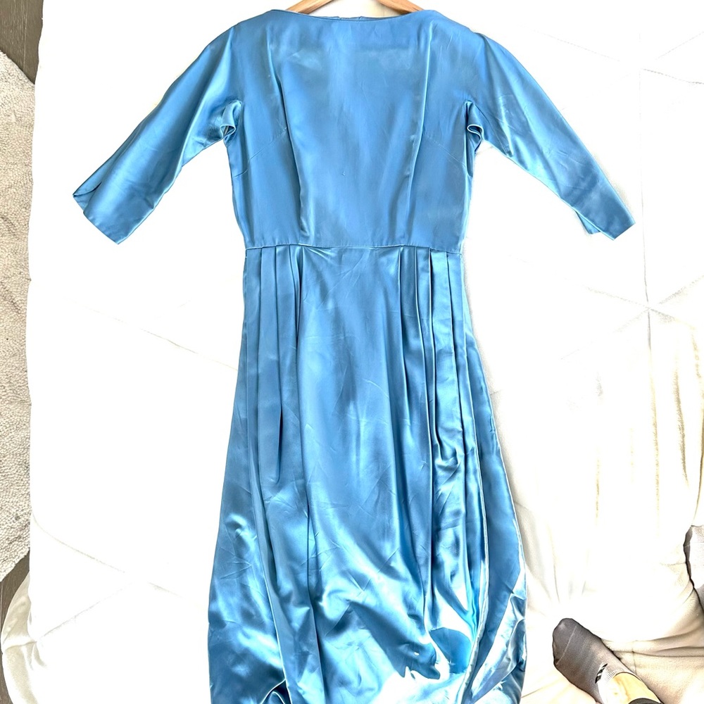 True vintage Murray Schneider San Francisco blue silk taffeta party dress. Small
